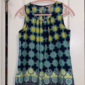 Banana Republic Navy Blue Pleated Sleeveless Top